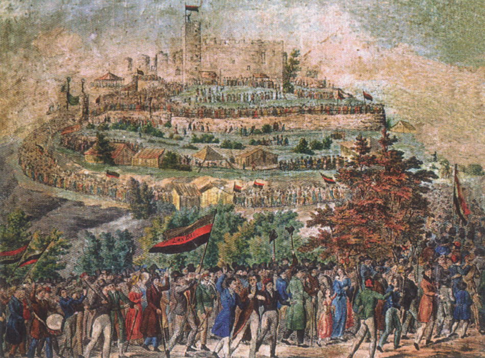 Das Hambacher Fest am 27. Mai 1832, das Gemälde nach einem zeitgenössischen Stich entstand vermutlich 1948